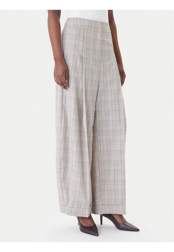 BOSS Spodnie materiałowe Telda1 50553949 Beżowy Oversize. Kolor: beżowy. Materiał: wełna