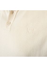 Dzianinowa Koszulka Polo - Pako Jeans - Ecru. Okazja: na co dzień. Typ kołnierza: polo. Kolor: brązowy, beżowy, wielokolorowy. Materiał: bawełna. Wzór: ze splotem. Styl: casual #2
