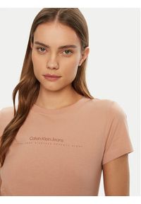 Calvin Klein Jeans T-Shirt Institutional Graphic J20J224990 Beżowy Slim Fit. Kolor: beżowy. Materiał: bawełna #4