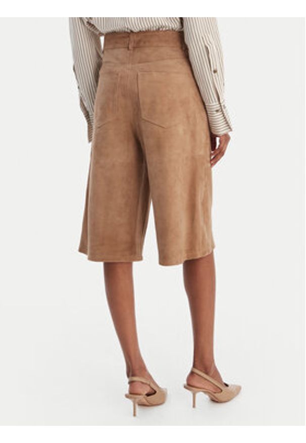 Marella Szorty skórzane Scoglio 2613431021 Beżowy Relaxed Fit. Kolor: beżowy. Materiał: skóra