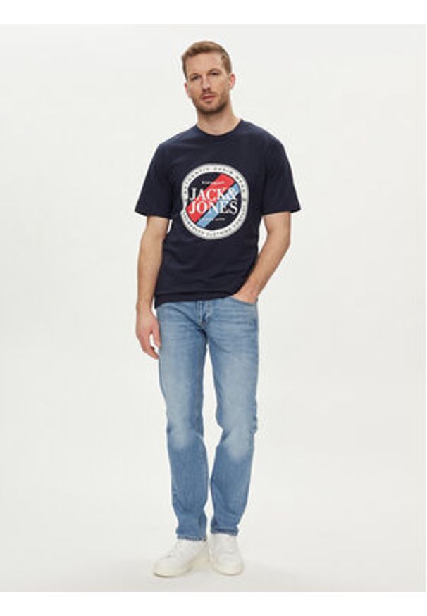 Jack & Jones - Jack&Jones T-Shirt Loof 12248624 Granatowy Standard Fit. Kolor: niebieski. Materiał: bawełna