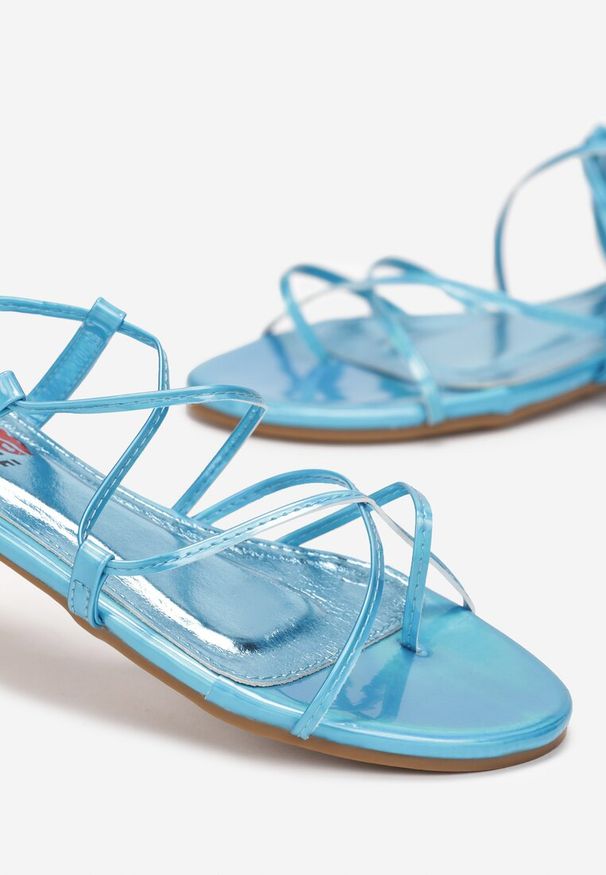Born2be - Niebieskie Sandały Japonki z Wiązaniem Birina. Kolor: niebieski. Sezon: lato. Styl: elegancki