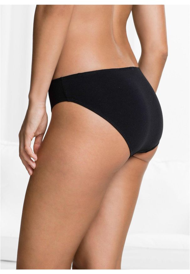 bonprix - Figi (6 par). Kolor: czarny. Materiał: materiał, koronka, skóra. Wzór: koronka, gładki