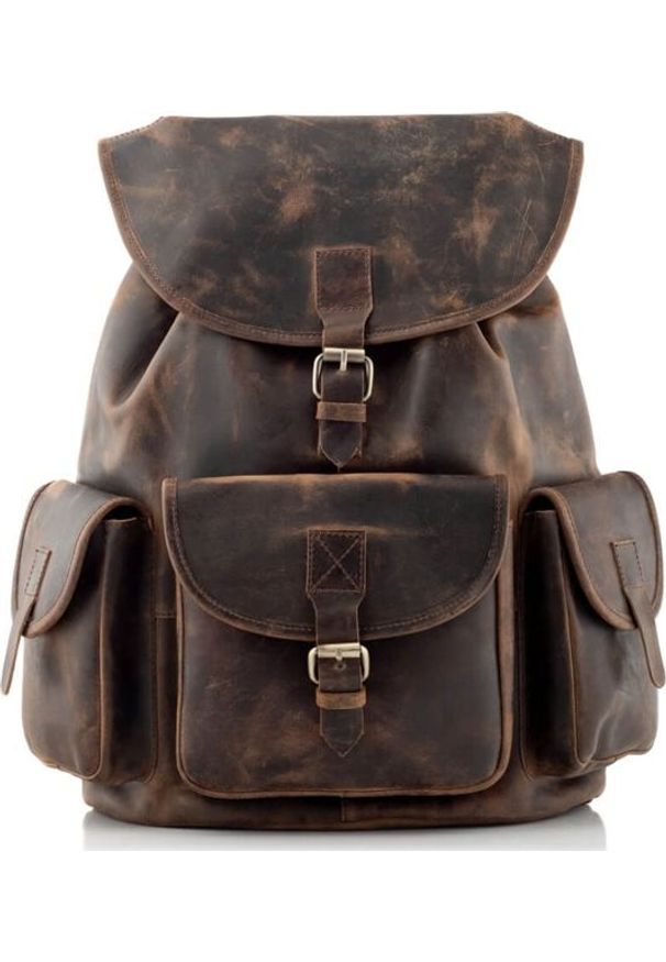 Belveder Skórzany plecak męski brąz Outlander BT33. Kolor: brązowy. Materiał: skóra