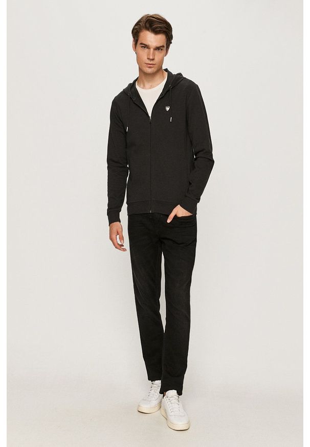 EA7 Emporio Armani - Bluza. Okazja: na co dzień. Typ kołnierza: kaptur. Kolor: czarny. Styl: casual