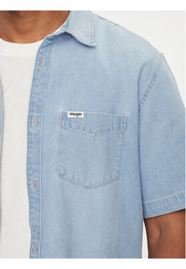Wrangler Koszula jeansowa 112350184 Niebieski Regular Fit. Kolor: niebieski. Materiał: bawełna