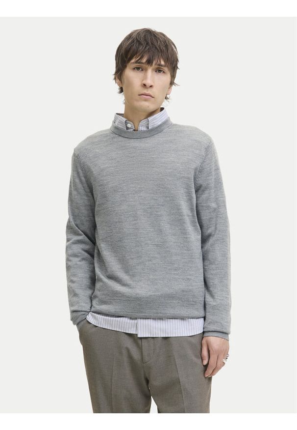 Jack & Jones - Jack&Jones Sweter Merino 12216817 Szary Regular Fit. Kolor: szary. Materiał: wełna