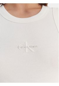 Calvin Klein Jeans Top LV047E200G Biały Slim Fit. Kolor: biały. Materiał: bawełna #5