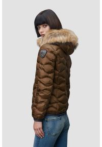 Blauer USA - BLAUER Brązowa damska kurtka Aldie Short Jackets, Rozmiar M. Kolor: brązowy. Materiał: puch, poliamid, futro