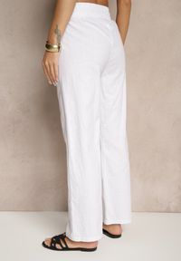 Renee - Białe Bawełniane Spodnie z Kokardą Davilena. Okazja: na co dzień. Stan: podwyższony. Kolor: biały. Materiał: bawełna. Styl: elegancki, casual #3