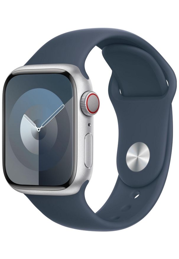 APPLE - Smartwatch Apple Watch 9 GPS+Cellular 45mm aluminium Srebrny | Sztormowy Błękit pasek sportowy S/M. Rodzaj zegarka: smartwatch. Kolor: srebrny. Materiał: materiał. Styl: sportowy