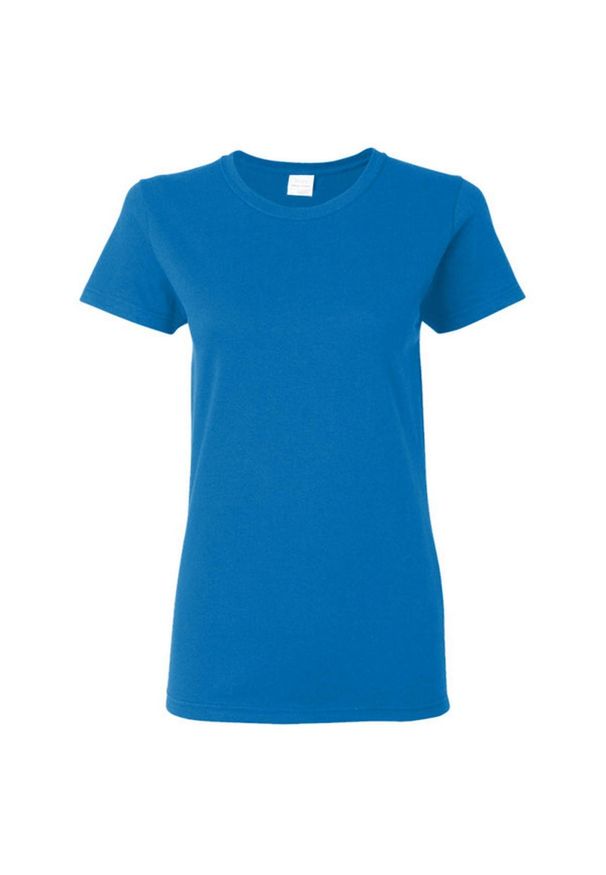 GILDAN - Damska Koszulka T-shirt Krótki Rękaw Top. Kolor: niebieski. Długość rękawa: krótki rękaw. Długość: krótkie. Sport: turystyka piesza