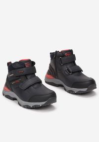 Born2be - Granatowo-Czerwone Botki Sportowe Ocieplone z Rzepami Yahia. Okazja: na uczelnię, na co dzień. Zapięcie: rzepy. Kolor: niebieski. Materiał: jeans. Styl: sportowy