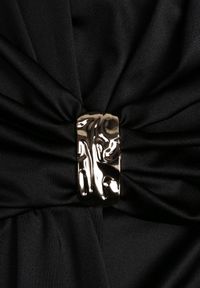 Born2be - Czarna Elegancka Sukienka z Trenem i Rozcięciem Atissa. Okazja: na imprezę. Kolor: czarny. Wzór: aplikacja. Styl: elegancki #2