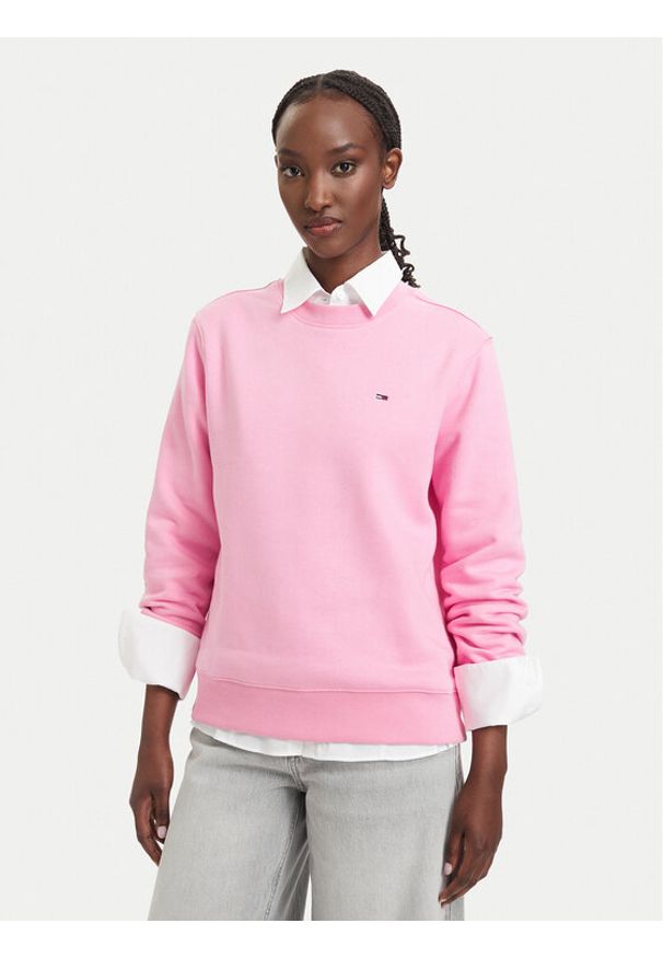 Tommy Jeans Bluza Flag DW0DW19959 Różowy jasny Regular Fit. Kolor: różowy. Materiał: bawełna
