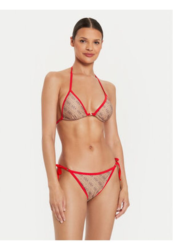Guess Góra od bikini E4YJ13 MC04R Brązowy. Kolor: brązowy. Materiał: syntetyk