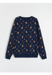 Sinsay - Bluza z motywem świątecznym - granatowy. Kolor: niebieski. Styl: wizytowy