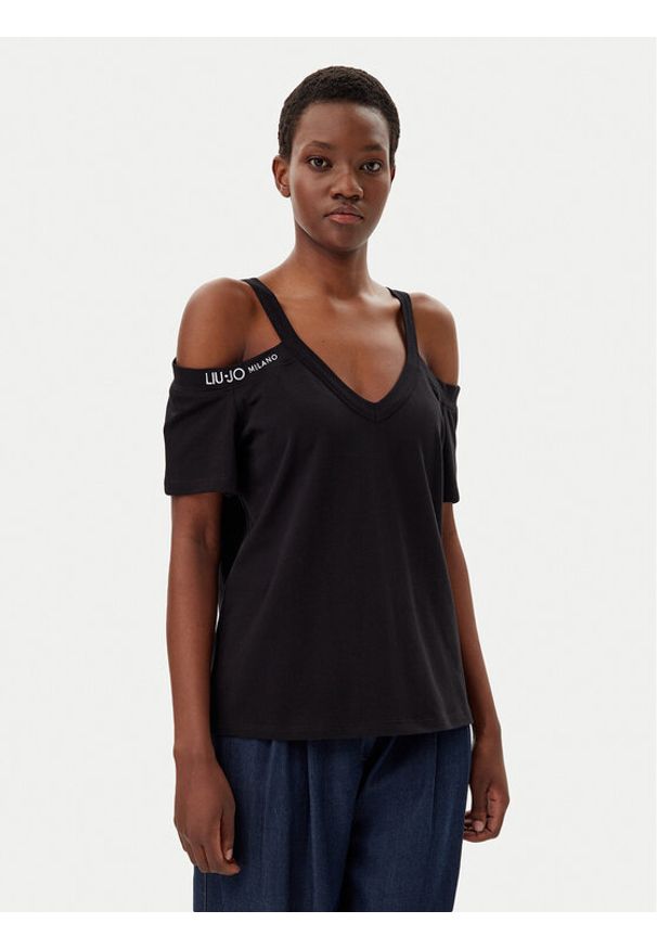 Liu Jo Sport T-Shirt TA5271 JS003 Czarny Regular Fit. Kolor: czarny. Materiał: bawełna. Styl: sportowy