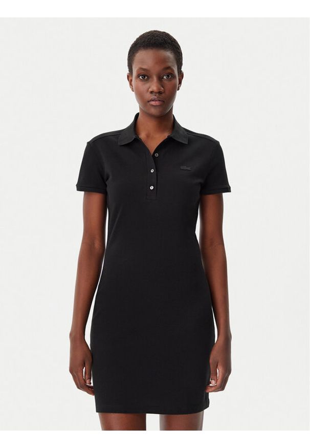 Lacoste Sukienka codzienna EF5473 Czarny Slim Fit. Okazja: na co dzień. Kolor: czarny. Materiał: bawełna. Typ sukienki: proste. Styl: casual