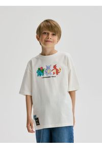Reserved - T-shirt Pokémon - złamana biel. Materiał: dzianina, bawełna #1