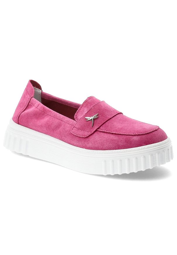 Półbuty damskie Vinceza, cholewka ze skóry naturalnej zamszowej wsuwany fason z ozdobnym elementem zabudowany przód na grubszej podeszwie, różowe, 93. Kolor: różowy. Materiał: skóra, zamsz. Szerokość cholewki: normalna