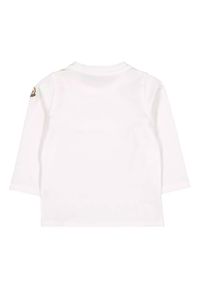 MONCLER KIDS - Biała koszulka z długim rękawem 0-3 lat. Kolor: biały. Materiał: bawełna. Długość rękawa: długi rękaw. Długość: długie. Wzór: aplikacja. Sezon: lato. Styl: klasyczny #4