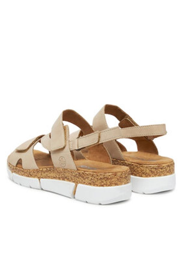 Rieker Sandały V2366-60 Beżowy. Kolor: beżowy. Materiał: materiał, syntetyk