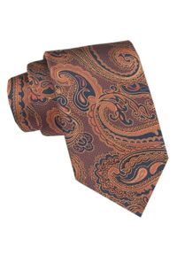 Chattier - Klasyczny Krawat Męski CHATTIER - Miedziany Pomarańcz, Orientalny Wzór. Kolor: brązowy. Materiał: tkanina. Styl: klasyczny #1