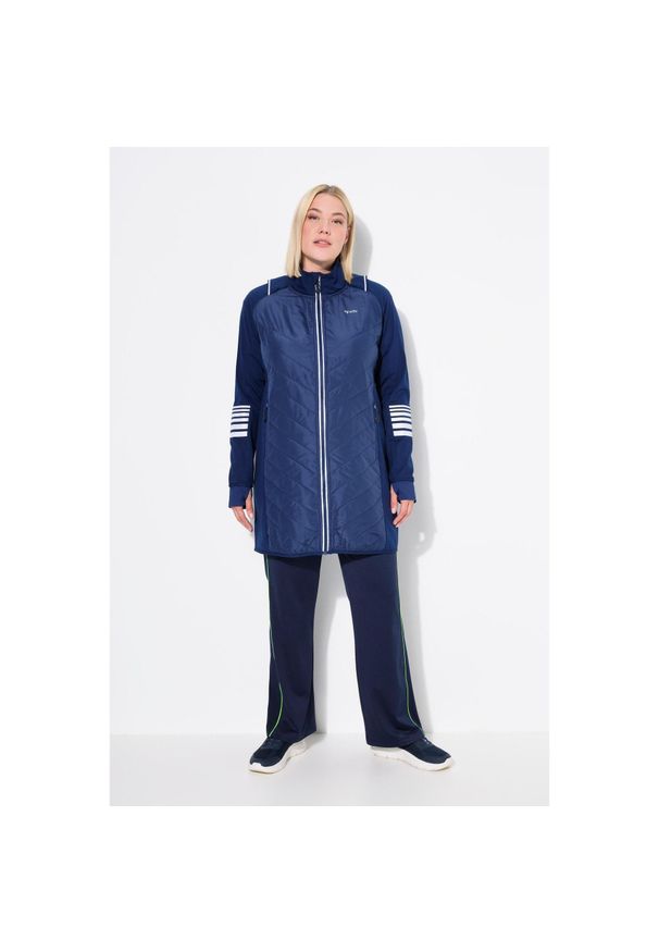 ULLA POPKEN - Damskie Płaszcz 2 w 1 odpinane rękawy stójka z recyklingu. Typ kołnierza: kołnierzyk stójkowy. Kolekcja: plus size. Kolor: niebieski. Materiał: poliester, elastan, materiał