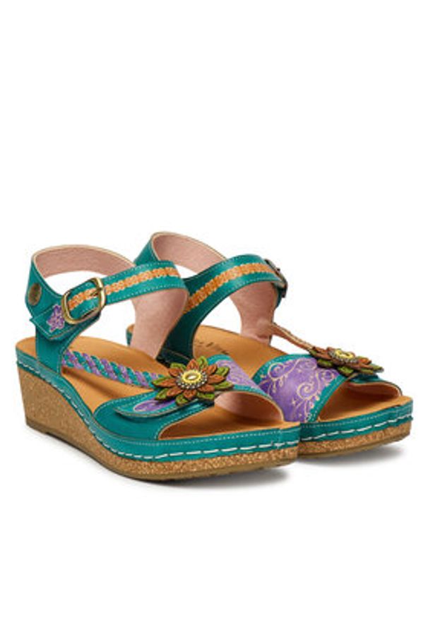 Laura Vita Sandały Facscineo 09 Turkusowy. Kolor: turkusowy. Materiał: skóra