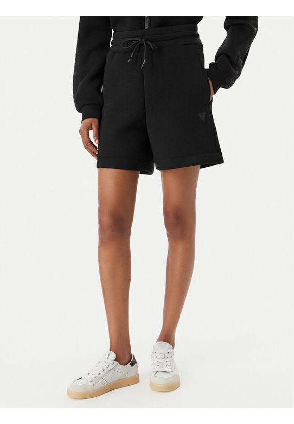 Guess Szorty sportowe Elly V2YD10 K7UW2 Czarny Relaxed Fit. Kolor: czarny. Materiał: wiskoza