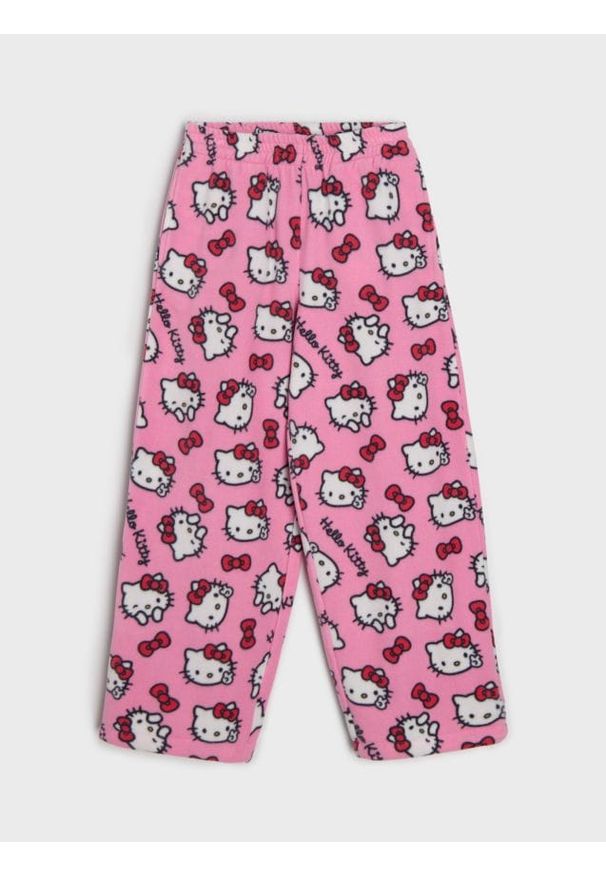 Sinsay - Polarowe spodnie Hello Kitty - różowy. Kolor: różowy. Materiał: polar. Wzór: motyw z bajki