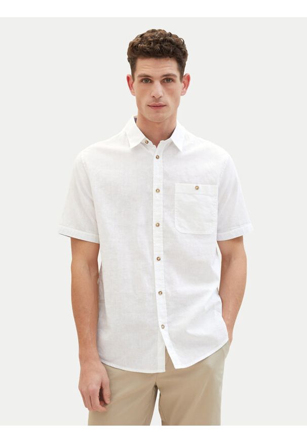 Tom Tailor Koszula 1042351 Biały Regular Fit. Kolor: biały. Materiał: bawełna