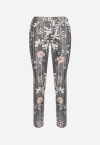 Born2be - Szare Spodnie Skinny z Ozdobnym Kwiatowym Wzorem Lakardi. Okazja: na co dzień. Kolor: szary. Materiał: bawełna. Wzór: kwiaty. Styl: casual, elegancki #7