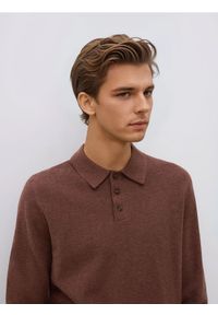 Reserved - Sweter polo z bawełną - jasnofioletowy. Typ kołnierza: polo. Kolor: fioletowy. Materiał: bawełna #1