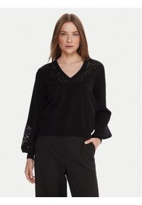 TwinSet - TWINSET Sweter 252TT3440 Czarny Regular Fit. Kolor: czarny. Materiał: wiskoza