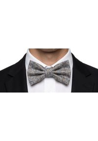 Męska Mucha w Komplecie z Poszetką - Chattier - Popiel z Akcentami Brązu. Kolor: brązowy. Styl: sportowy, elegancki #3