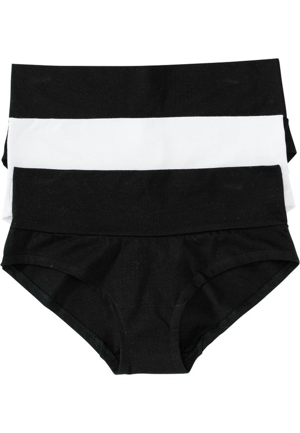 bonprix - Figi ciążowe z bawełny organicznej (3 pary). Kolekcja: moda ciążowa. Kolor: czarny. Materiał: bawełna