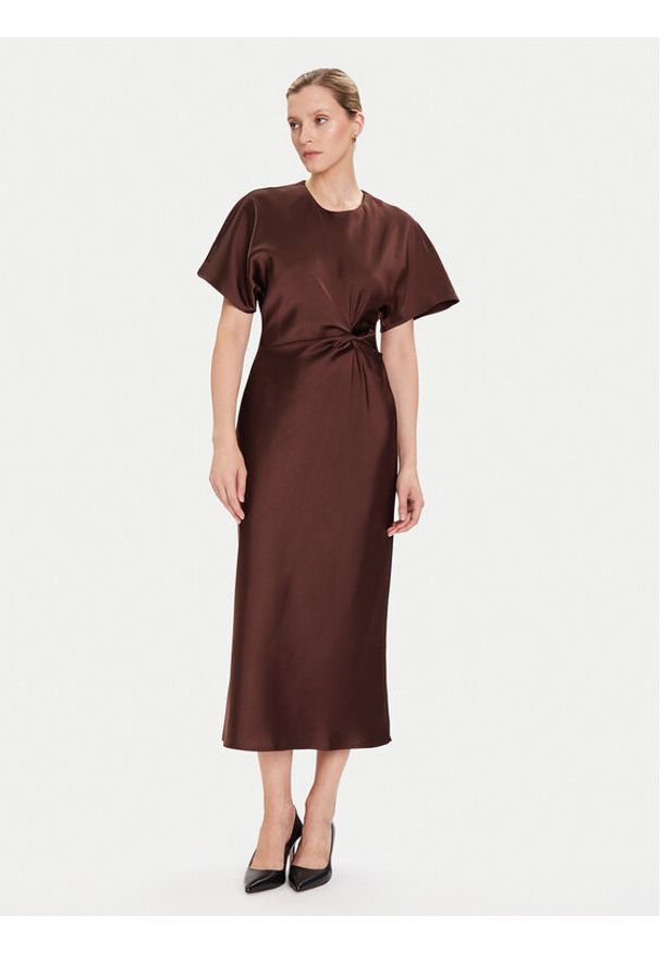 Rinascimento Sukienka koktajlowa CFC0125718003 Brązowy Regular Fit. Kolor: brązowy. Materiał: syntetyk. Styl: wizytowy