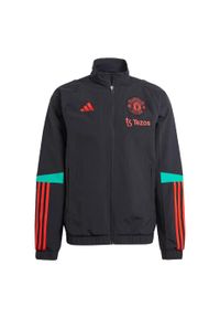 Bluza piłkarska męska Adidas Manchester United Tiro 23 Presentation. Kolor: czarny. Materiał: materiał. Sport: piłka nożna