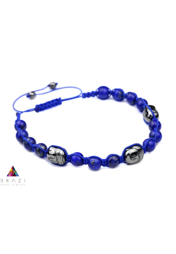 Brazi Druse Jewelry - Bransoletka Męska Lapis Lazuli Budda. Wzór: aplikacja. Kamień szlachetny: lapis lazuli