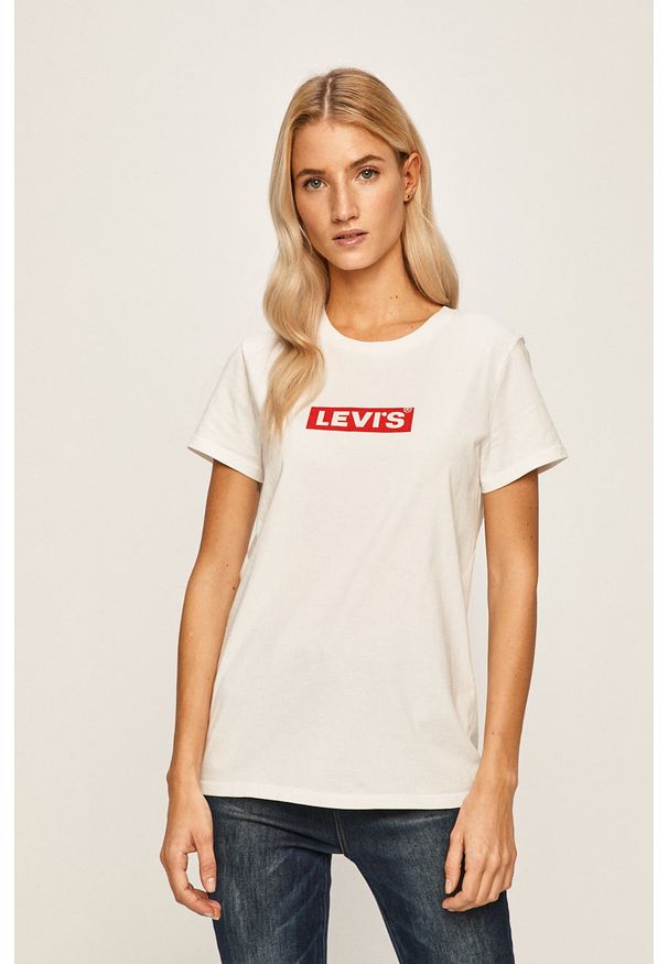 Levi's® - Levi's - T-shirt. Okazja: na spotkanie biznesowe, na co dzień. Kolor: biały. Materiał: bawełna, dzianina. Wzór: nadruk. Styl: biznesowy, casual