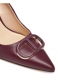 TwinSet - TWINSET Szpilki 252TCP032 Bordowy. Kolor: czerwony. Materiał: skóra. Obcas: na szpilce #6