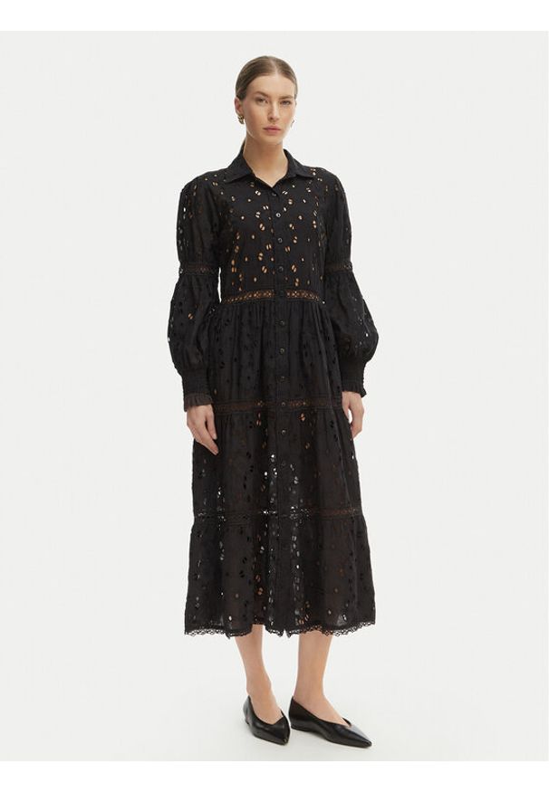 Iconique Sukienka letnia Joanna IC26-008 Czarny Regular Fit. Kolor: czarny. Materiał: bawełna. Sezon: lato