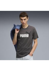 Puma - Męska koszulka Essentials z dwukolorowym logo No. 1 PUMA Dusky Gray. Kolor: szary. Materiał: guma. Wzór: nadruk. Sport: fitness