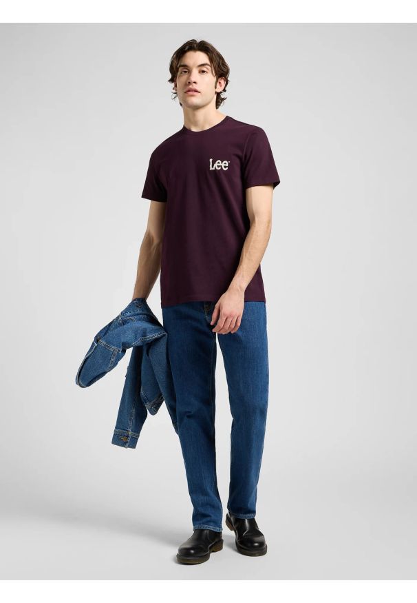 Lee - MESKA KOSZULKA LEE MEDIUM WOBBLY LEE TEE DEEP WINE 112370506
