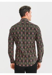 Pako Lorente - PAKO LORENTE - Czarna koszula w kolorowe kwiaty. Kolor: czarny. Materiał: elastan, bawełna. Długość rękawa: długi rękaw. Długość: długie. Wzór: kwiaty, kolorowy #8