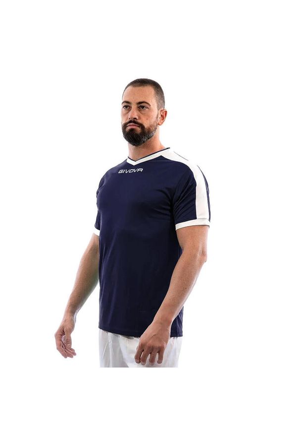 Givova - Męska Koszulka Interlock Revolution. Kolor: niebieski, wielokolorowy, biały. Sport: turystyka piesza