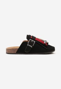 Born2be - Czarne Klapki Mule w Stylu Boho z Ozdobnymi Frędzlami Varre. Okazja: na spacer. Kolor: czarny. Materiał: jeans. Sezon: wiosna, lato. Obcas: na płaskiej podeszwie. Styl: boho #6