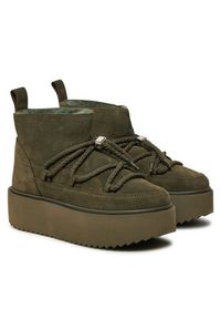 Inuikii Śniegowce Classic Low Platform 75204-004 Khaki. Kolor: brązowy. Materiał: zamsz, skóra. Obcas: na platformie